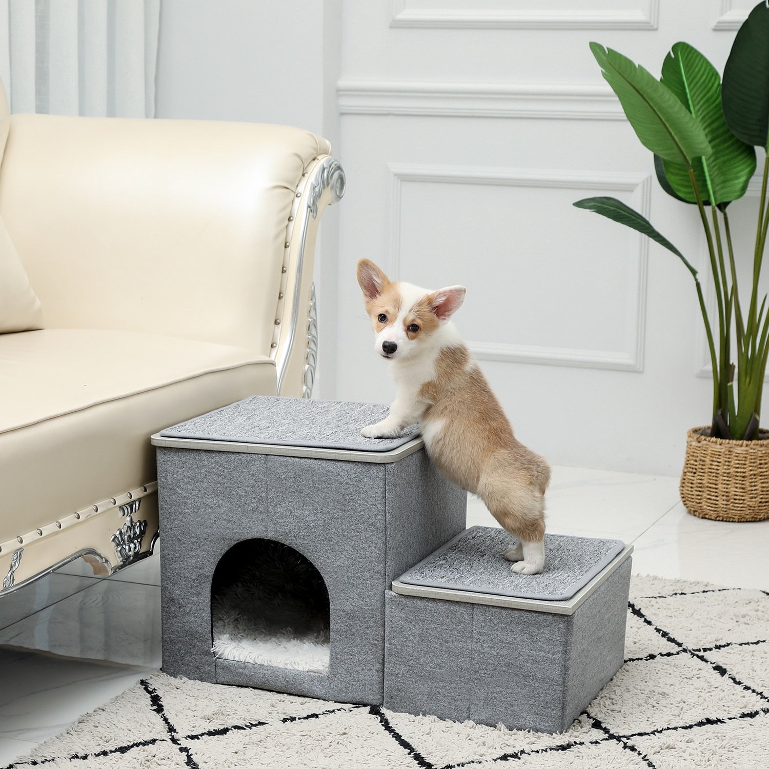 Pet Stairs with Cozy Bed for Puppy or Cat
